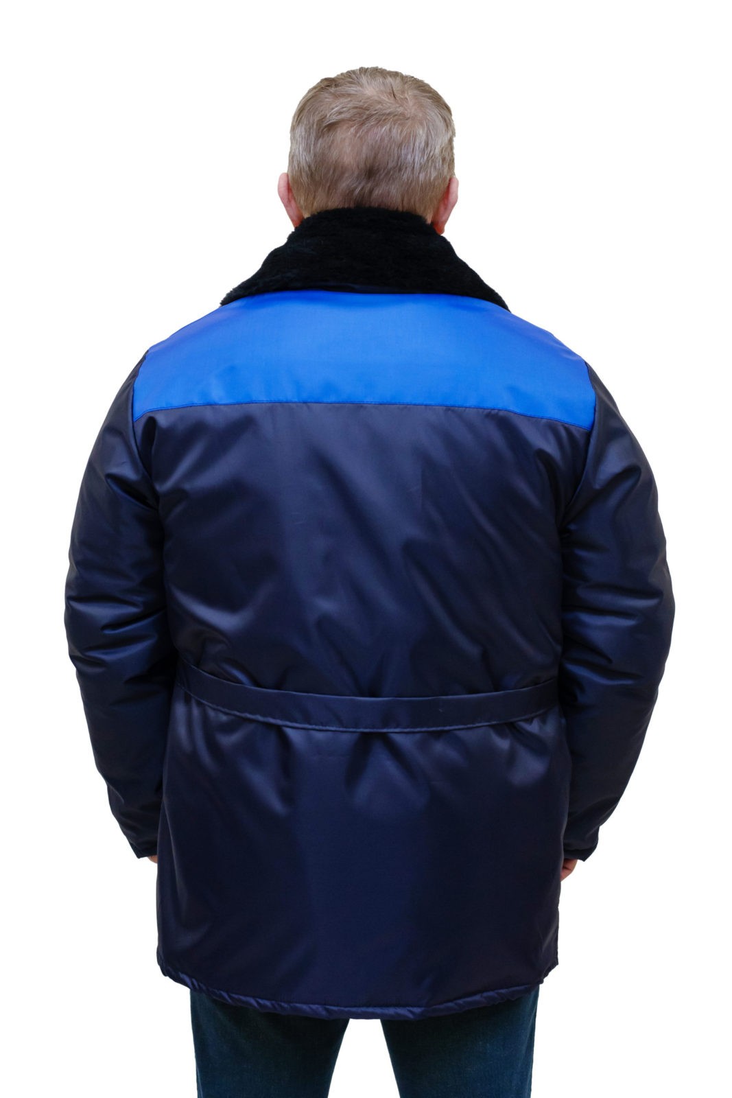Куртка рабочая зимняя с меховым воротником (синий)