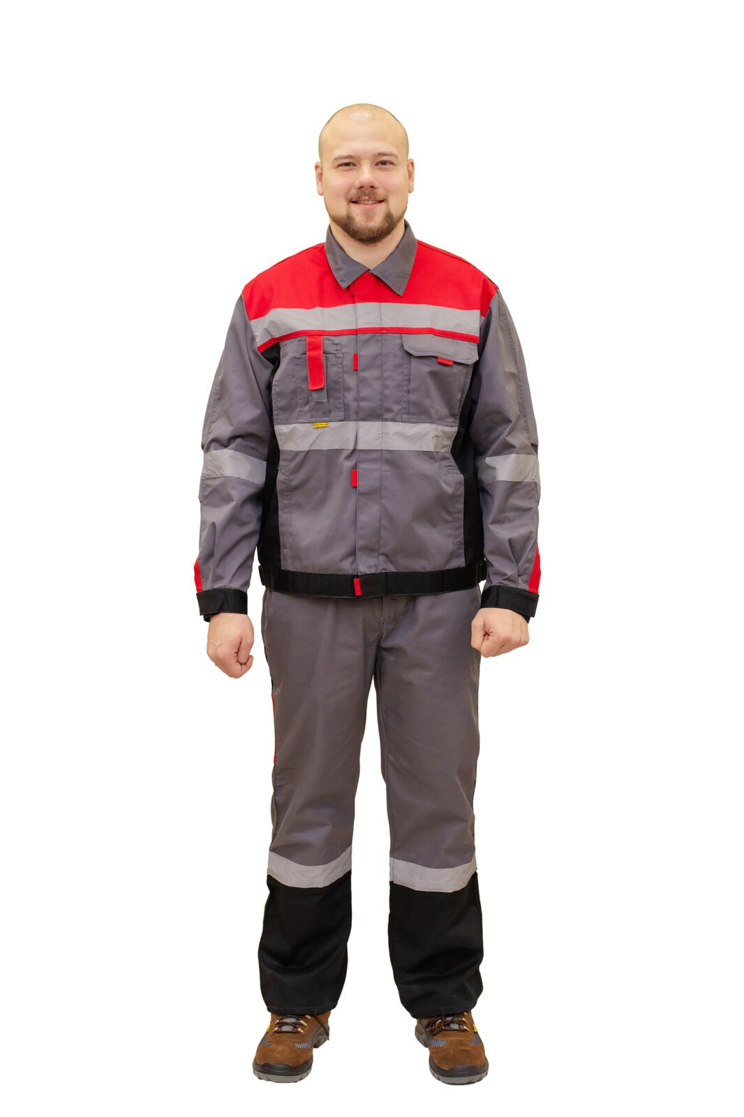 Костюм мужской с брюками № 361 (серый/красный/черный) СОП